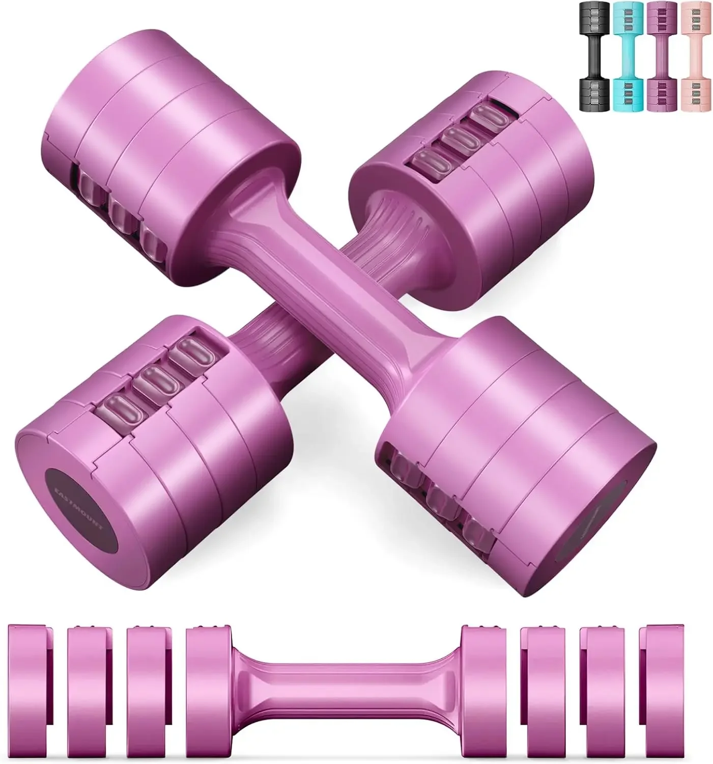 Adjustable Dumbbells 5 lb Set of 2, 10 lb Total, 6-in-1 Hand Weights for Women, Home Gym Exercise, 2-5 lb Fast Adjust