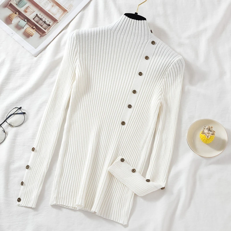 HELIAR Frauen Taste Schlank Pullover Stricken Pullover Langarm Bodenbildung Pullover Weibliche Büro Casual Top Solide Jumper Herbst Winter