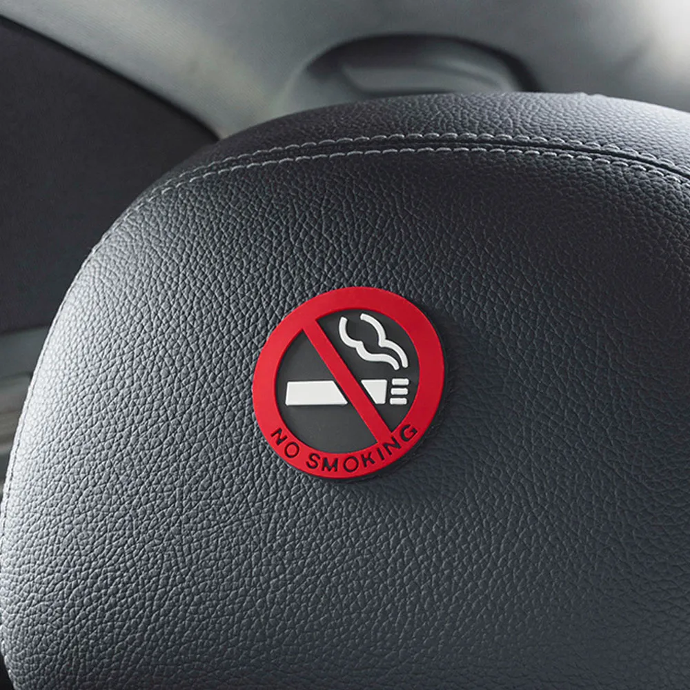 2PCS No Smoking Car Sticker Shape Round Red Sign for Car Glass Business Door Universal Auto Parts
