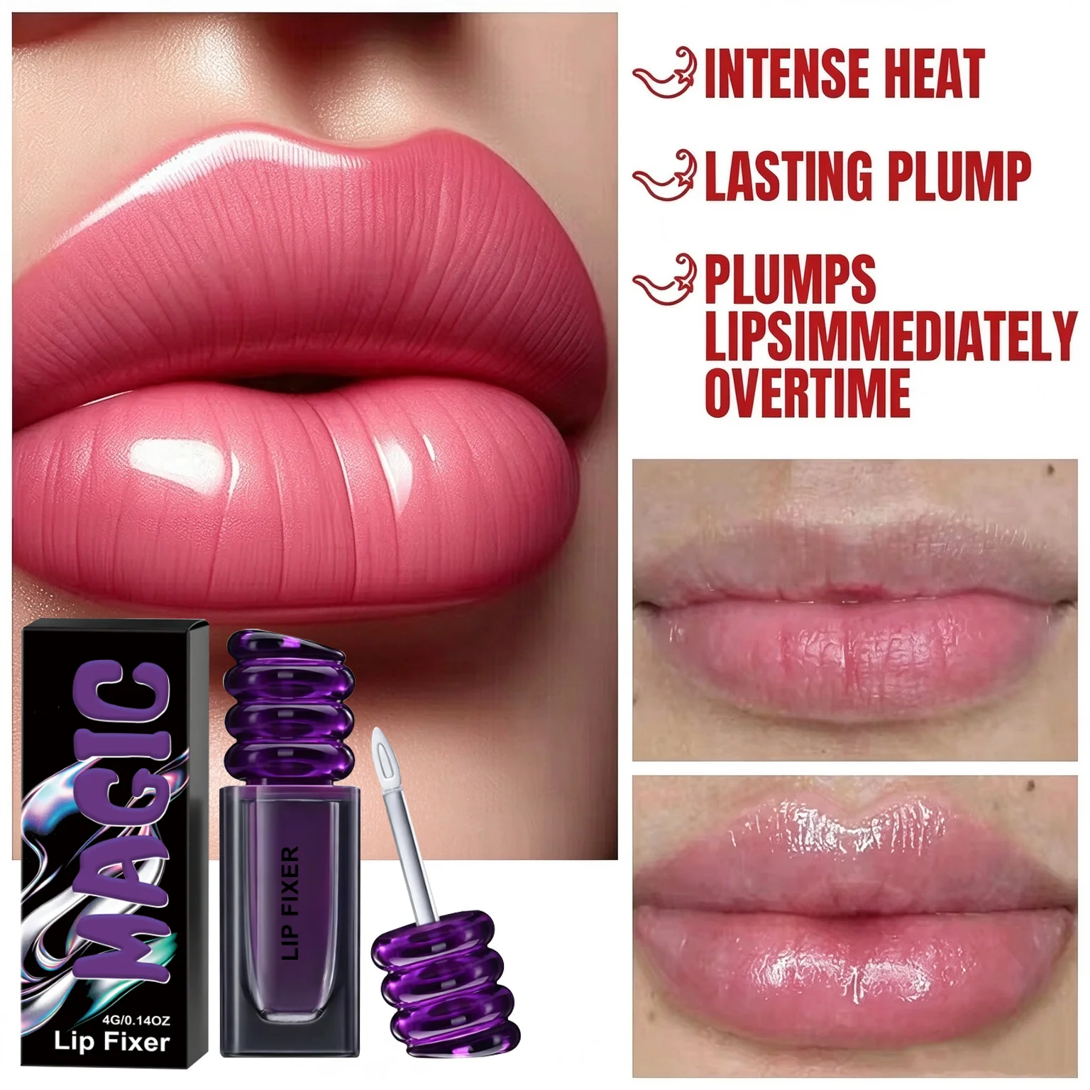 Plump Lip Shot Instantly Volumis Increase Lip Elasticity Long-lasting Moisturize Lip Plumper Gloss Sexy Beauty Makeup