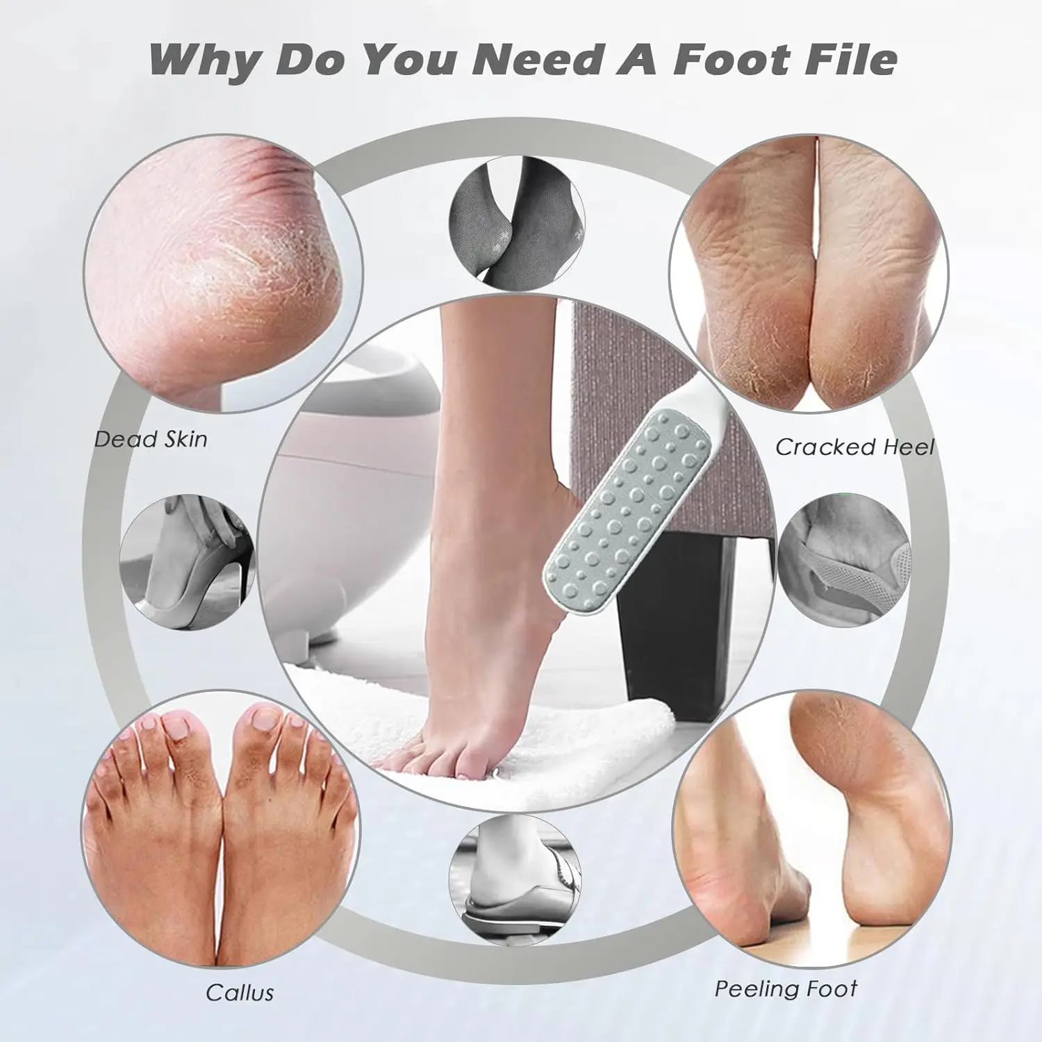 1 pz doppia faccia lima per piedi grattugia per tallone dura pelle morta callo professionale raspa rimozione strumenti per pedicure del piede in acciaio inossidabile