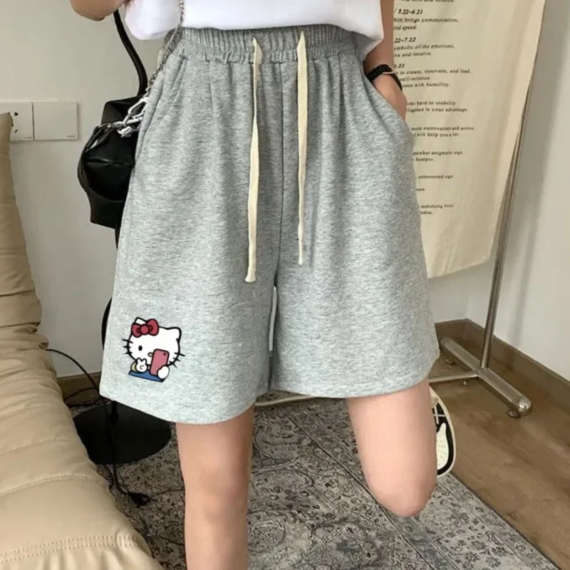 Zomer Y 2K Sanrio Hello Kitty Korte Broek Koreaanse Mode Joggingbroek Wijde Broek Broek Trendy 2024