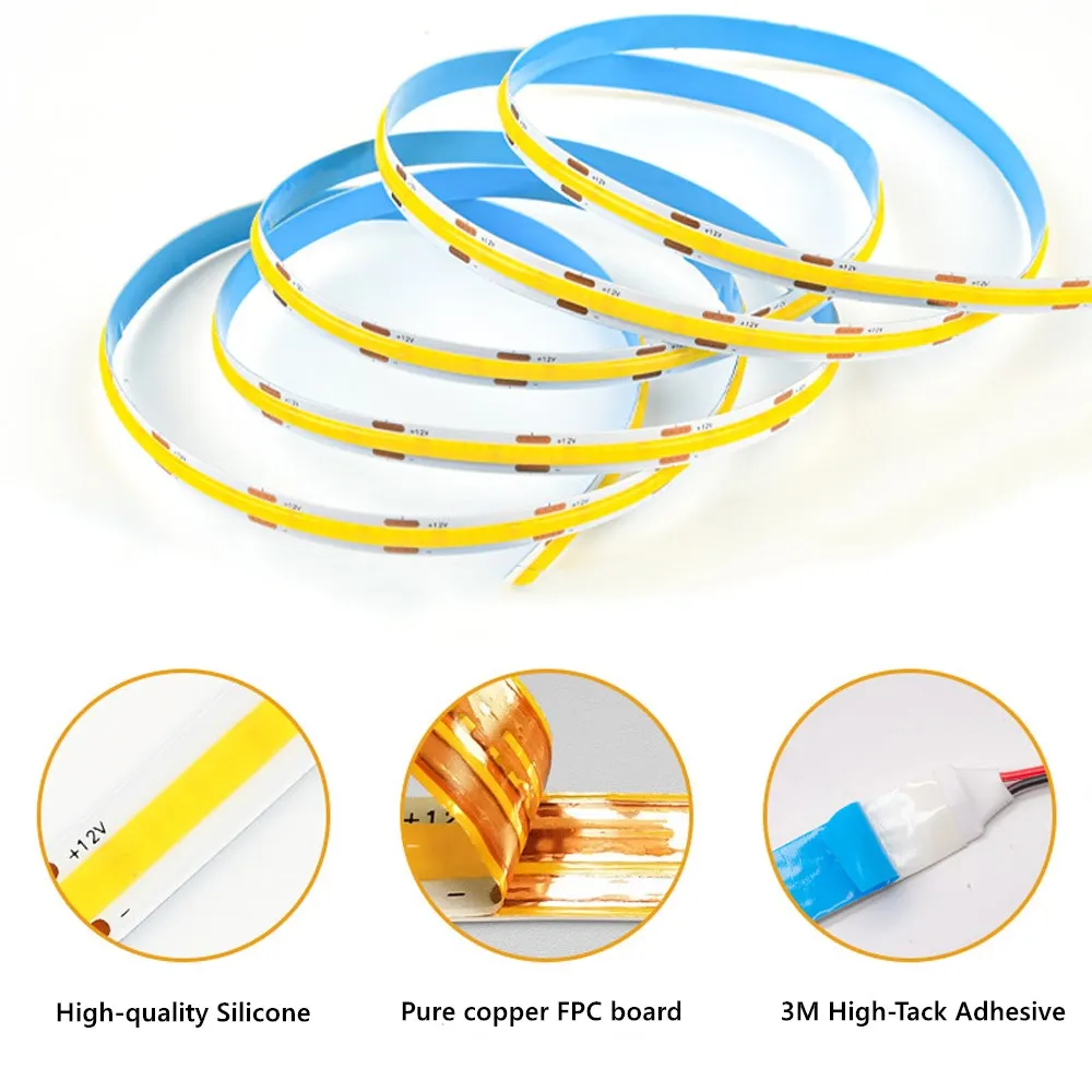 DC 12 24 V COB LED Strip Lights 320LED/m High Density RA90 Warm Nature White Flexible Diode Tape Ribbon COB Led Light For Room