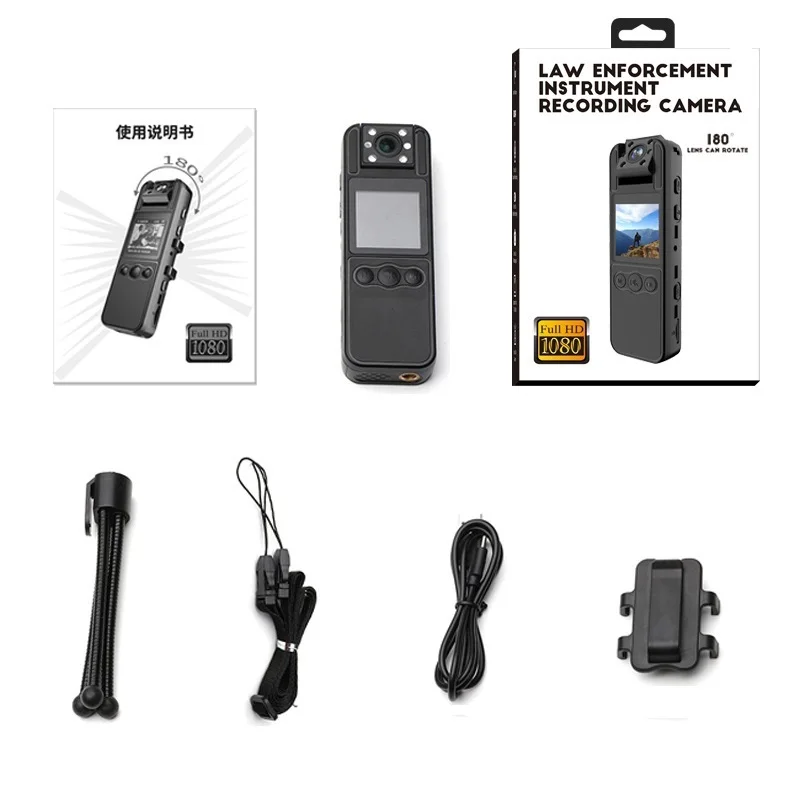 CammPro C2 180 °   Lente giratoria Mini 1080P, grabadora de vídeo HD portátil, ligera, barata, gran angular, cámara corporal de vigilancia