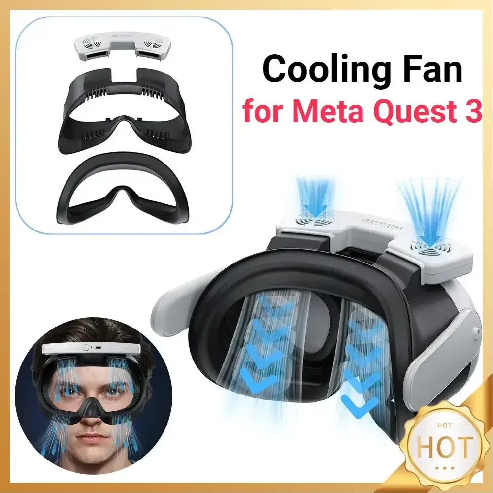 

Вентилятор охлаждения для VR-гарнитуры Meta Quest 3 с лицевым интерфейсом и защитной маской для лица, предотвращающий запотевание линз, лицевой интерфейс с охлаждающим вентилятором