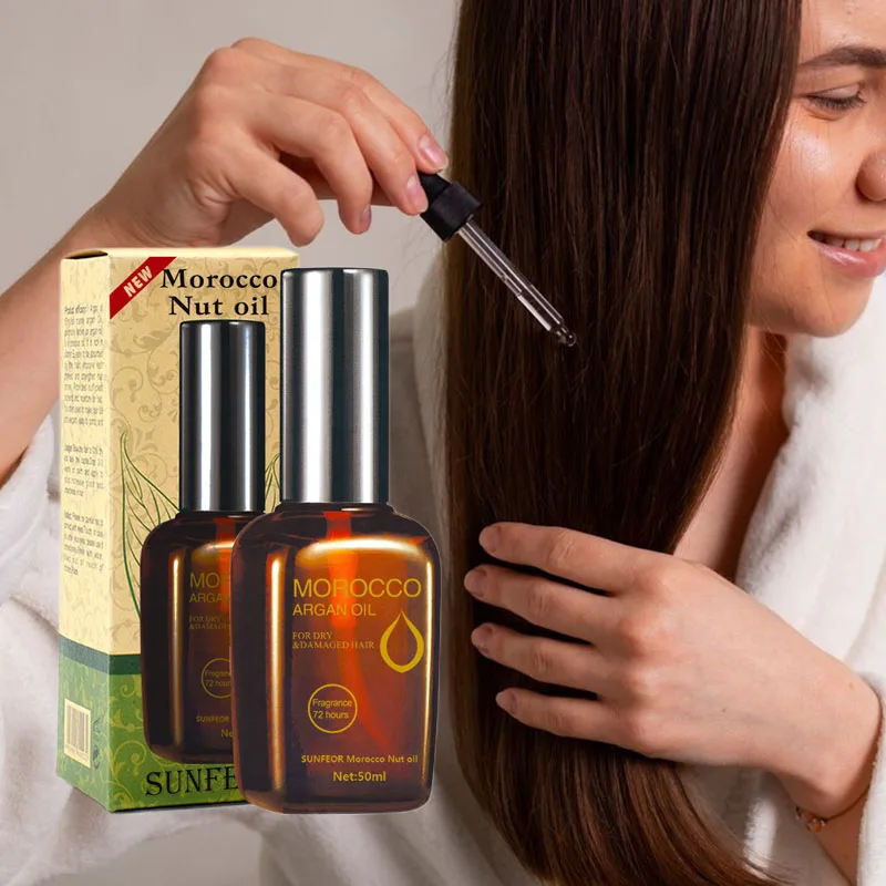 معالجة ترك زيت الأركان المغربي 50 مل قناع تنعيم مرطب مضاد للتجعد للعناية بالصالونات التالفة وإصلاح الجفاف والفرق #1