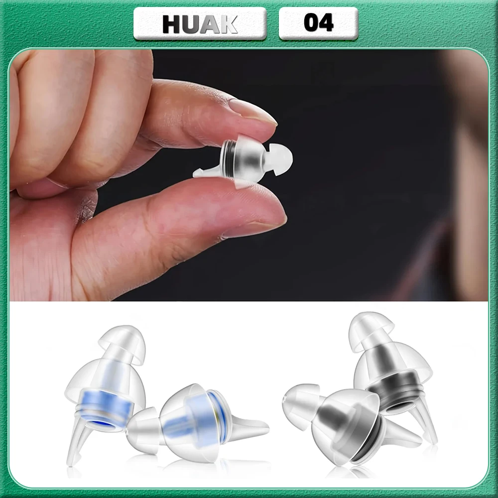 HUAK High Fidelity Concert Silicone Ear Plugs for Noise Cancelling Reusable Musicians Motorcycles Sleeping Work, Study, Swim