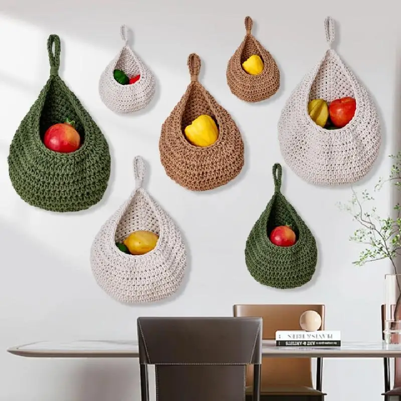 

Handwoven Fruit Net Bag Tapestry-Style Net Bag Bird's Nest Teardrop-Shaped Instagram-Inspired Fruit & Vegetable Storage Hanging