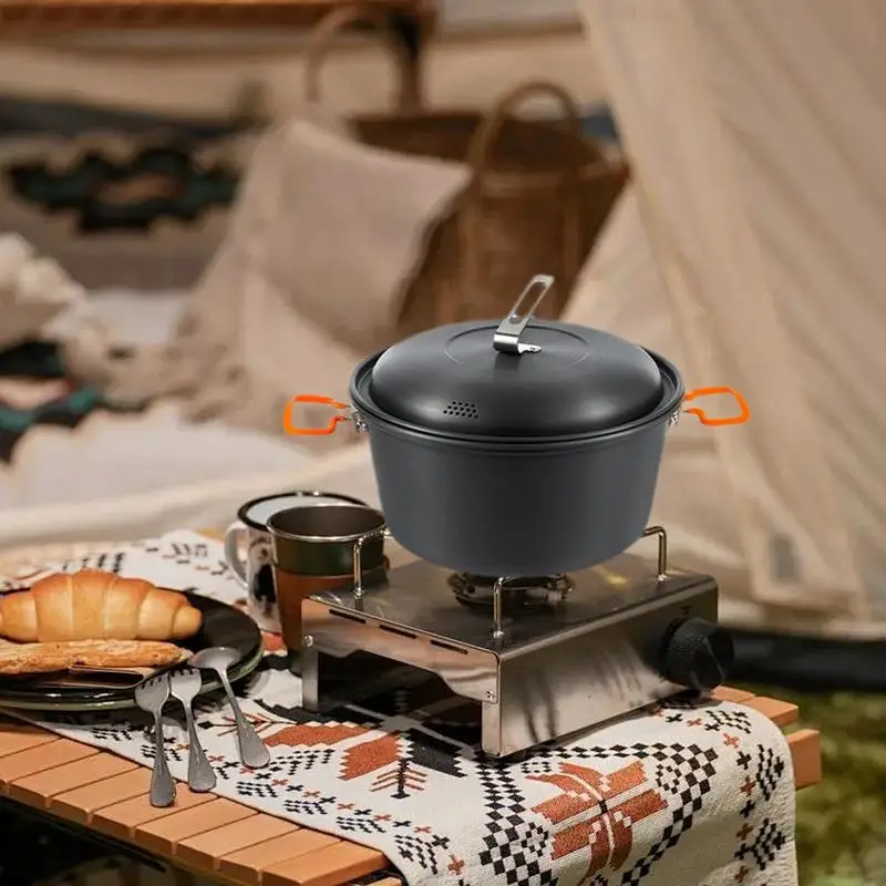 Cookware Pot For Camping 4.5L Portable Steamer Pot Large Capacity Non-Stick Pot Lightweight Cookware For Outdoor Dining For Rice