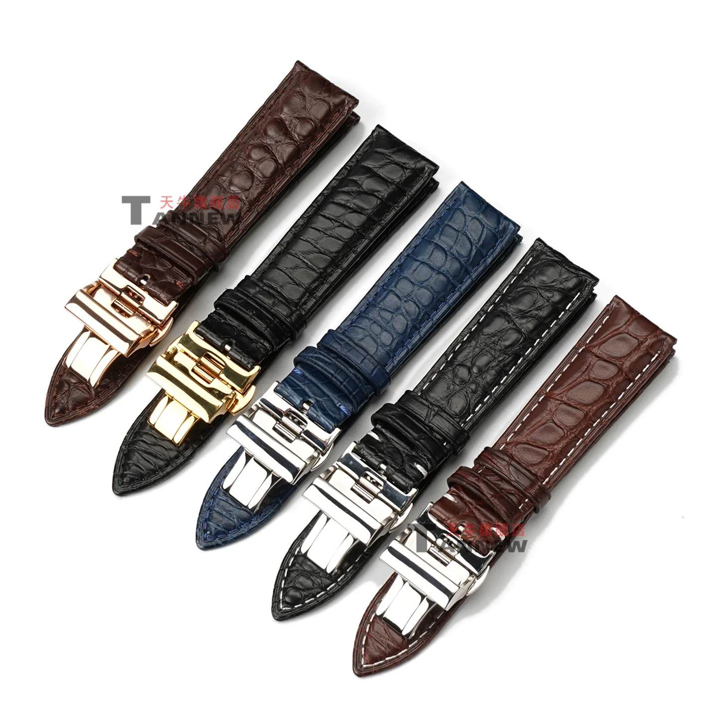 Für Emporio Armani Black Warrior Watch 22 mm echtes Alligatorlederarmband mit Faltschließe, luxuriöses Ersatz-Uhrenarmband