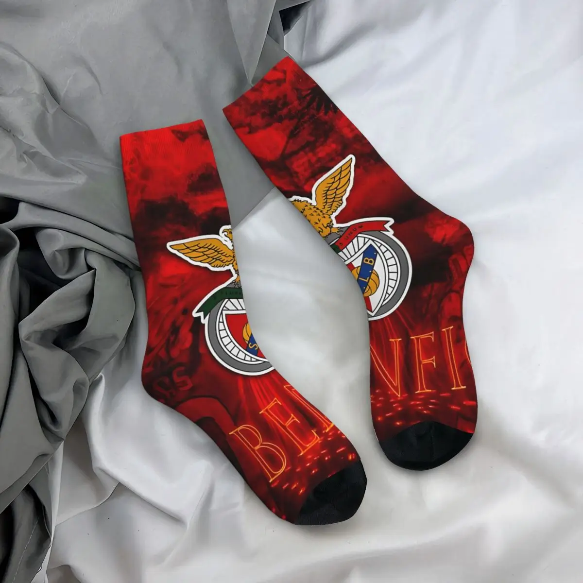 Crazy compression SL BENFICA Sock for Men Vintage Quality Pattern Crew Sock Novelty