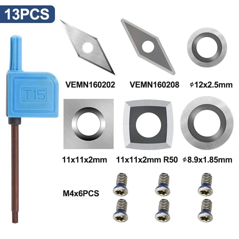 Imagem -02 - Carboneto Insert Cortadores Lâminas para Detailer Hollower Finisher Rougher Ferramentas de Torneamento Lâmina Ferramenta Torno de Madeira 13 Peças