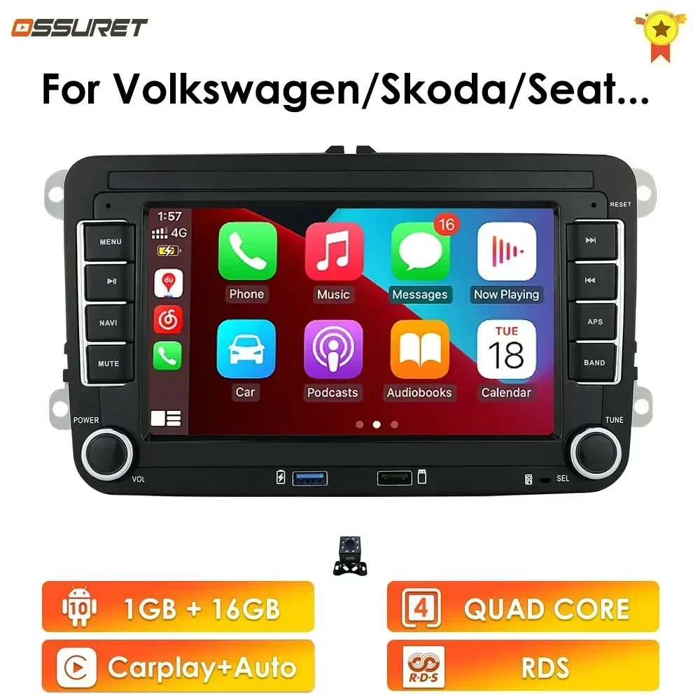 Android 14 Autoradio voor VW POLO GOLF 5 6 Plus PASSAT B6 JETTA TIGUAN TOURAN SHARAN SCIROCCO CADDY Seat Carplay Audio Stereo GPS
