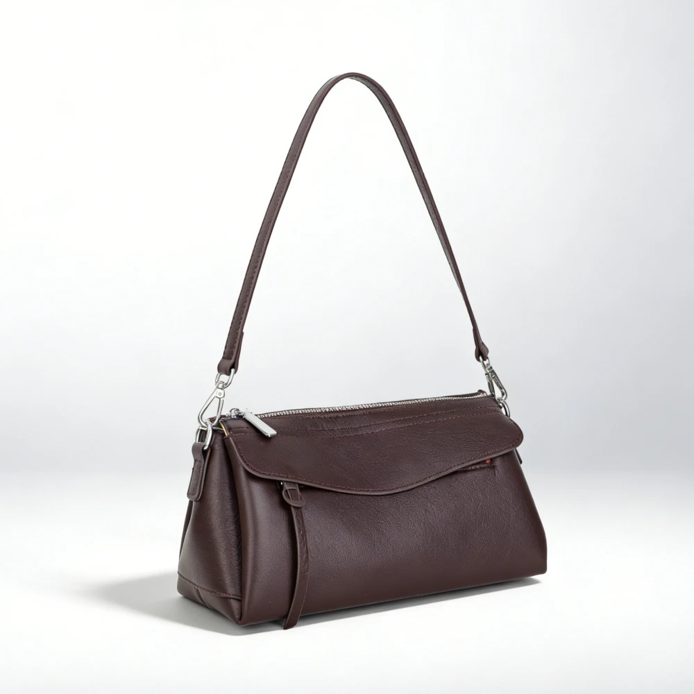 

2026 Women's Genuine Leather Shoulder Bag Top Layer Cowhide Crossbody Bag Multi - pocket Underarm Purse Daily Versatile Handbag