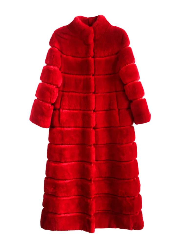 

Rex Rabbit Fur Grass Coat Women's Mid Long Fur One 2023 New Winter Knee Version A Large Real Fur Fur