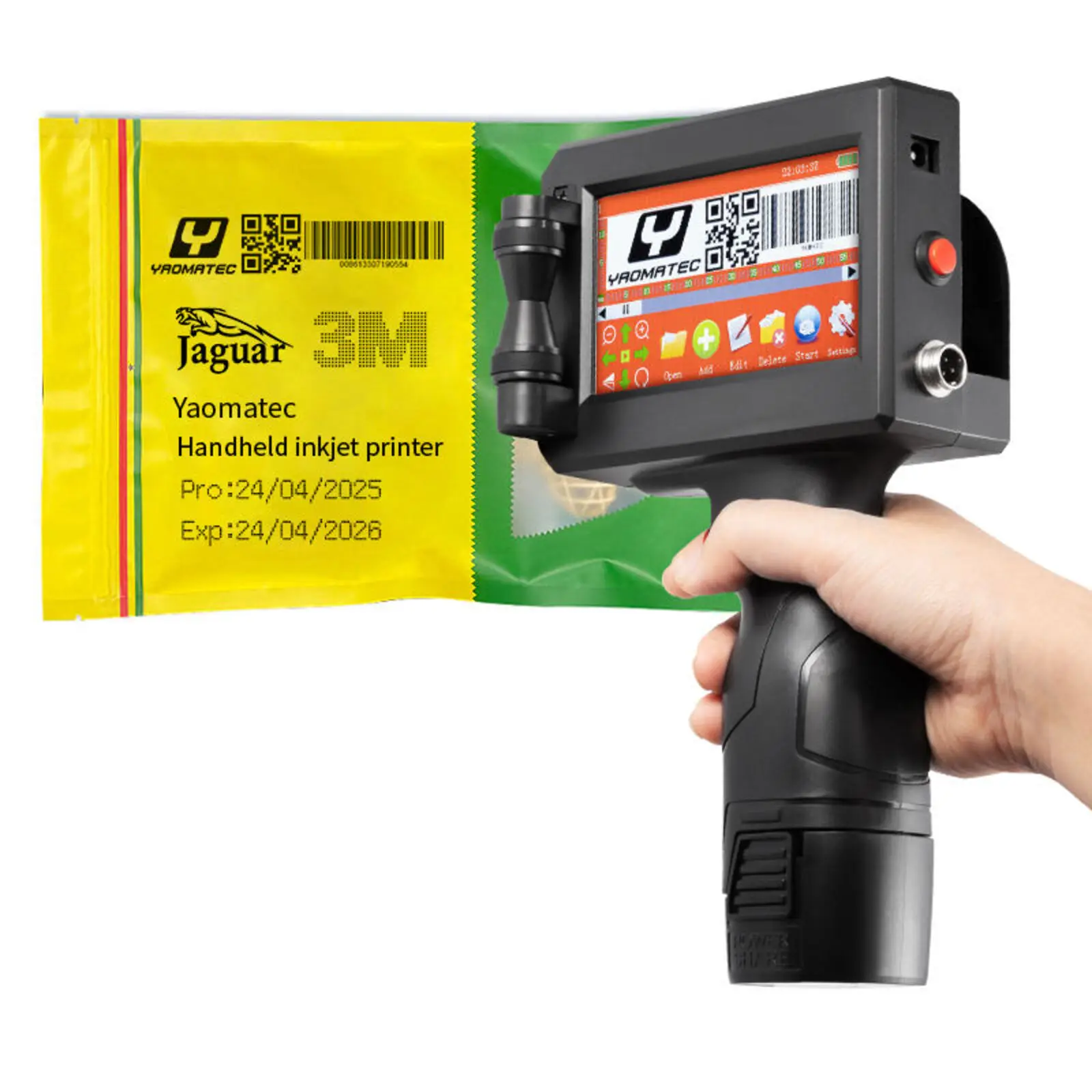 Yaomatec 1750 12.7mm Multilingual Handheld Inkjet Printer Logo Expiration Date Number QR code Printer for Carton Plastic Bags
