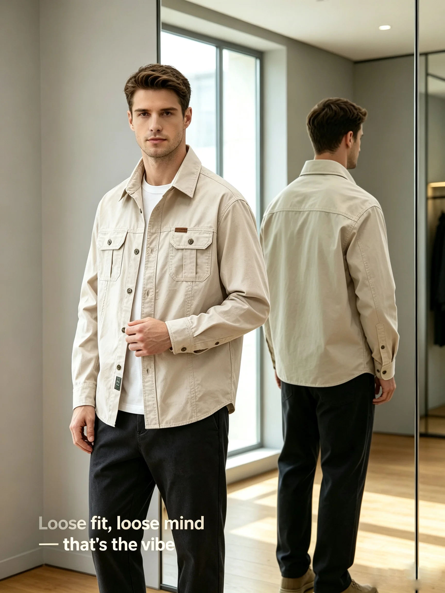 Men Long Sleeve Cargo Shirt 100% Cotton Washed Workwear Multi‑Pocket Retro Army Male Outerwear Casual Streetwear Fishing Top