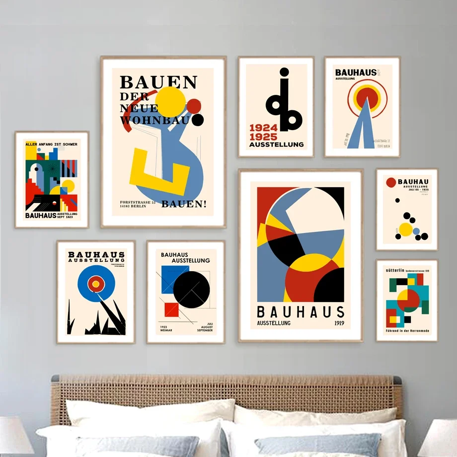 

Bauhaus Exhibition Modern Unique Geometric Nordic Wall Art Prints Abstract Canvas Painting Pictures For Studio Office Home Decor