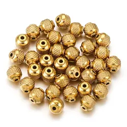 20pcs Stainless Steel Gold Plated Round Loose Spacer Mesh Beads for DIY Bracelet Necklace Jewelry Making Accessories Wholesale