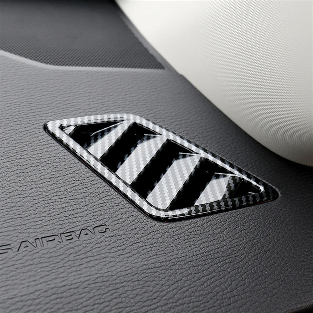 CGZ لميتسوبيشي أوتلاندر 2022 2023 2024 LHD!!! الكربون الأسود العلوي A/C منفذ تنفيس الهواء تنفيس ديكور غطاء الكسوة 2 قطعة