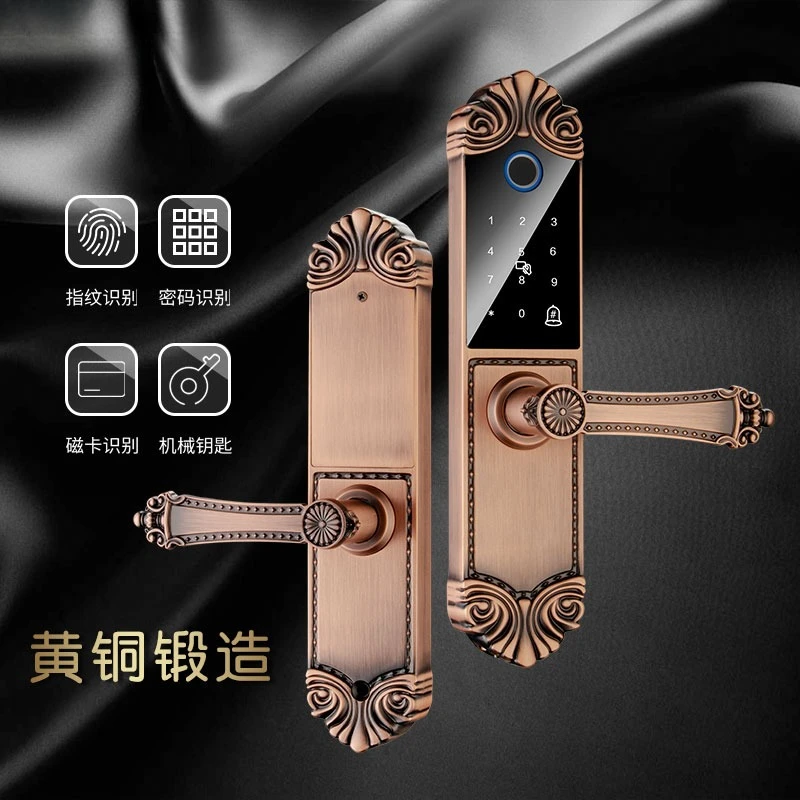 European wooden door brass fingerprint lock indoor door password lock electronic smart door lock room bedroom home office