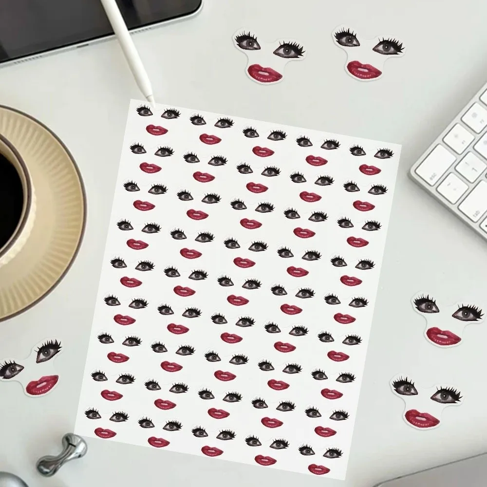 PVC Big-eyed Red-lipped Expression Sticker Self Adhesive Abstract Pattern Phone Decoration Sticker Waterproof