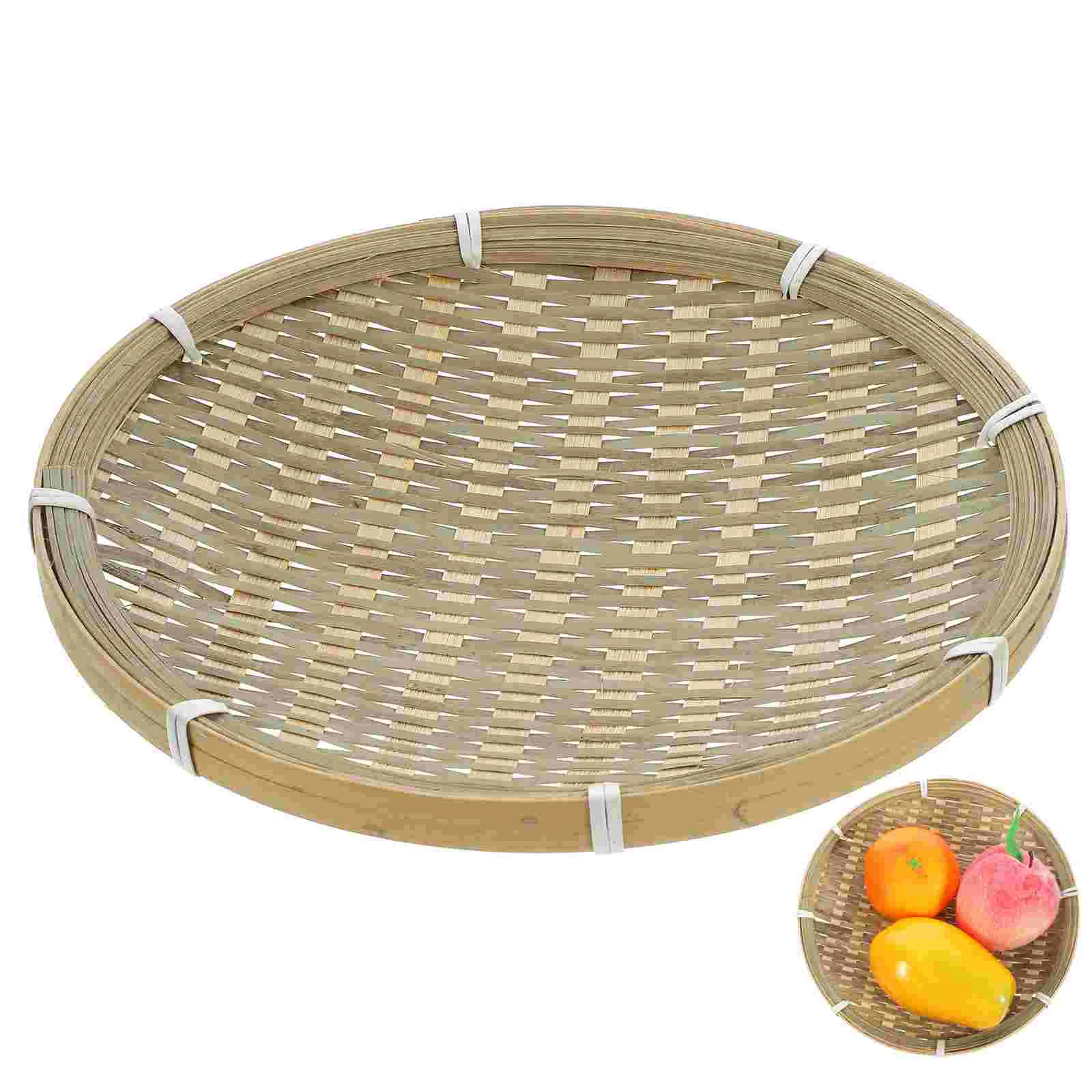 Bamboo Storage Basket Food Baskets Creative Vegetable Woven Fruit Organizer Bread Serving Tray