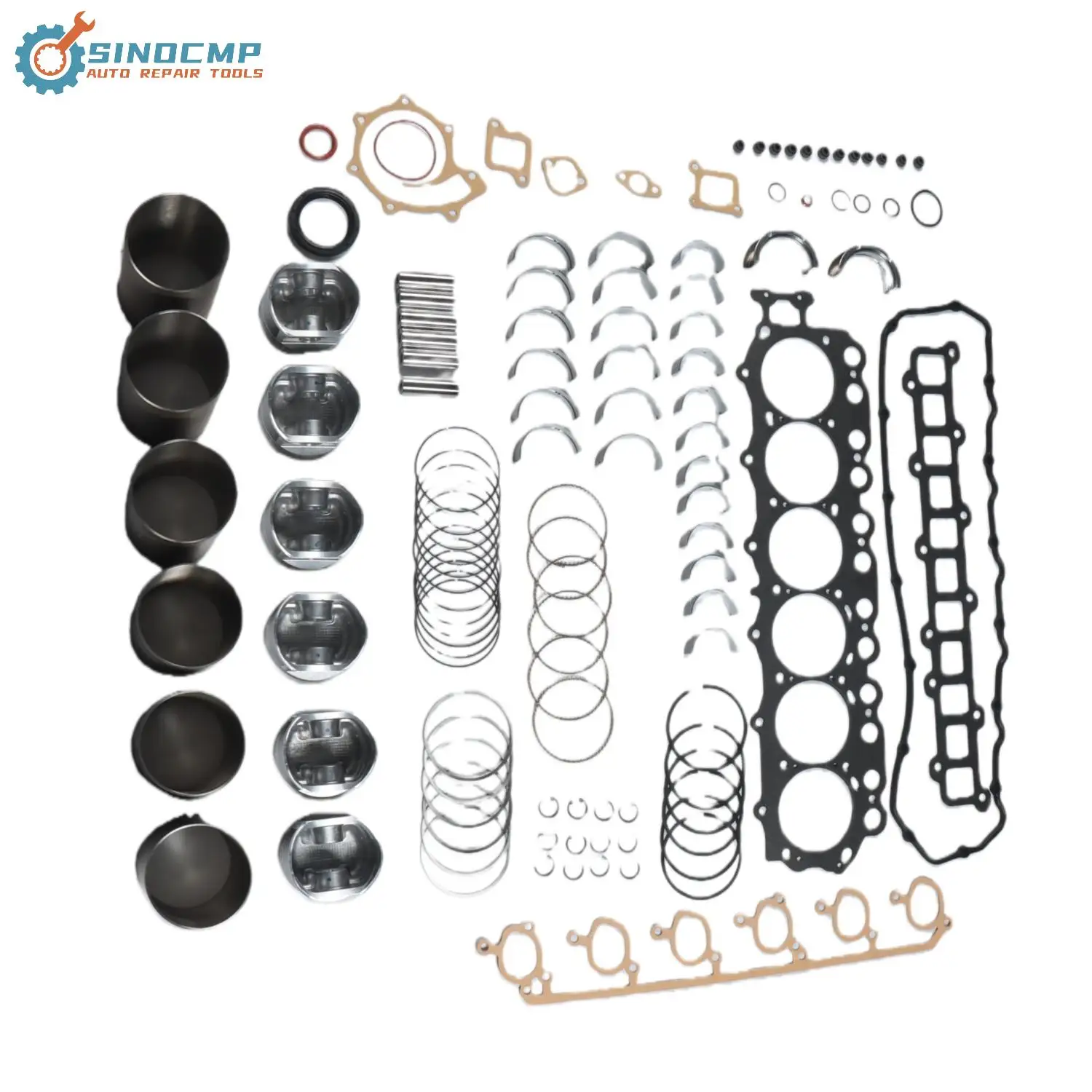 

1 комплект комплекта для капитального ремонта двигателя для Nissan Mitsubishi FG50K TB45 4478cc 4,5L, полный комплект прокладок, поршневой подшипник коленчатого вала
