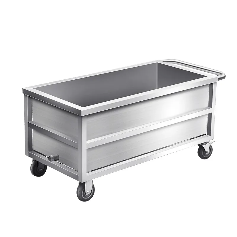 

304 stainless steel square storage box industrial mobile trolley soaking and thawing