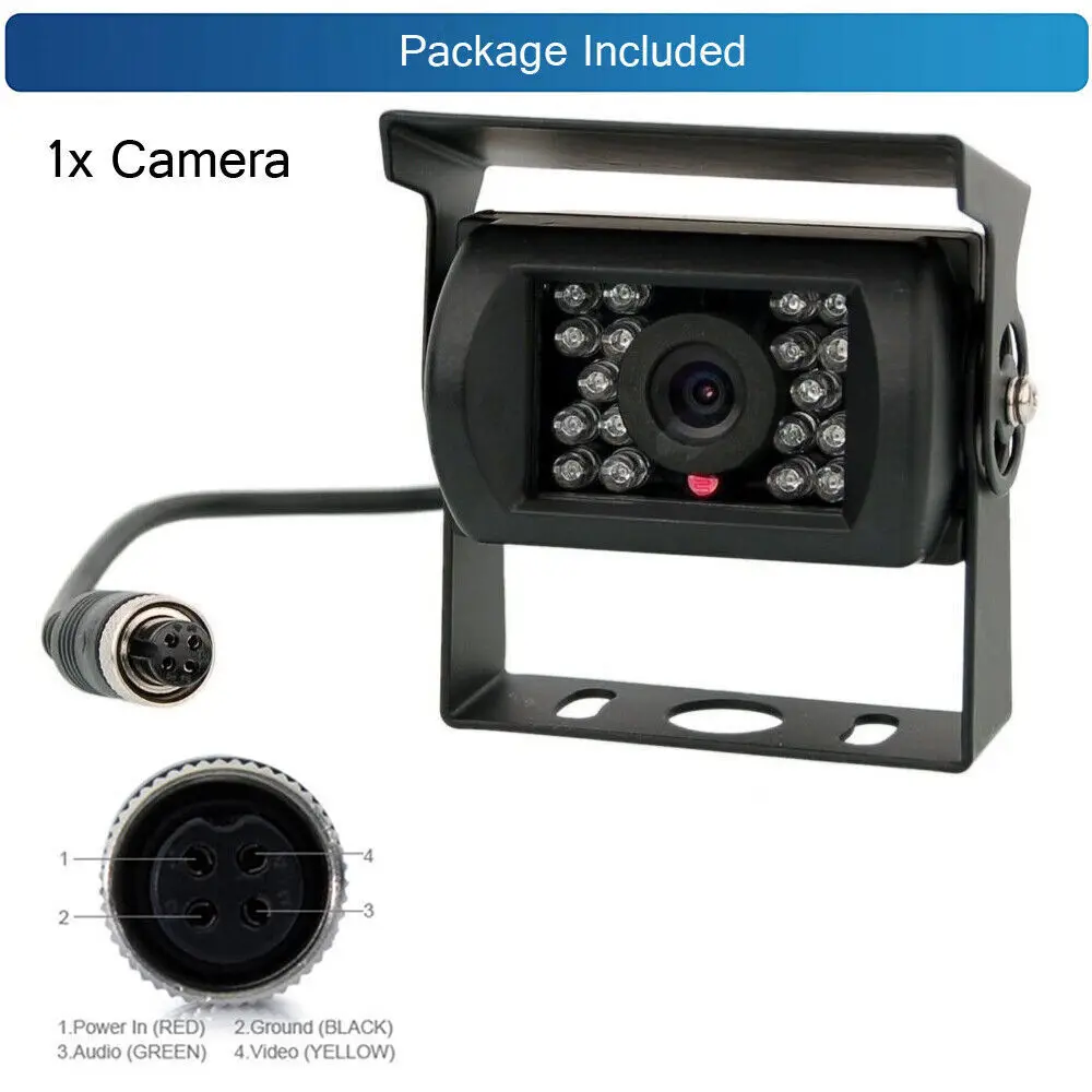 4Pin Rear View Backup Camera For Bus Truck Van RV CCD IR Night Vision Waterproof