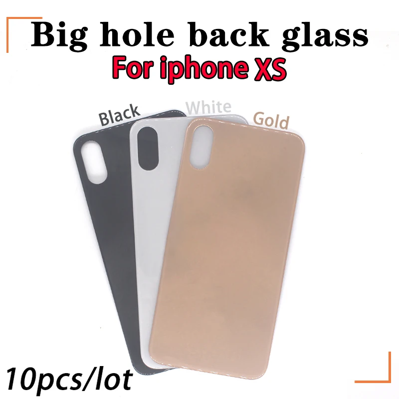 Cubierta trasera de cristal para iPhone 8, 8Plus, XS, Max, XR, SE2, SE3, carcasa trasera de color Original, agujero grande, 10 unidades por lote