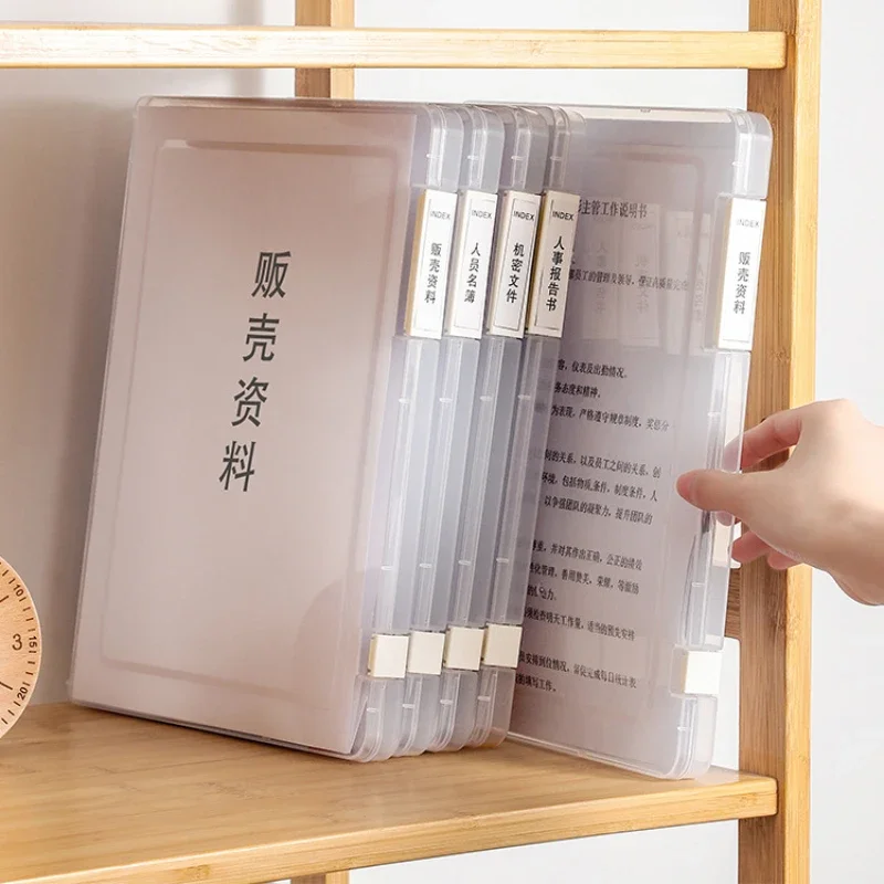 A4 File Box Slim Document Case Draagbare Project Case Transparant Plastic Doos Voor Kantoor Desktop Document Organizer Box