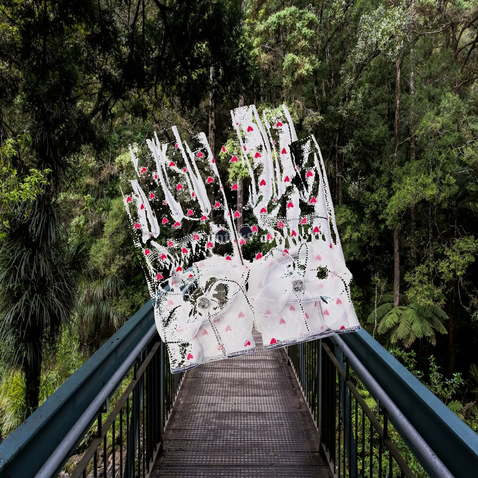 

Golf Glove Women Couples Leather Couples with Hand Bowknot Heart-shaped Printed Printed Sports Gloves Breathable