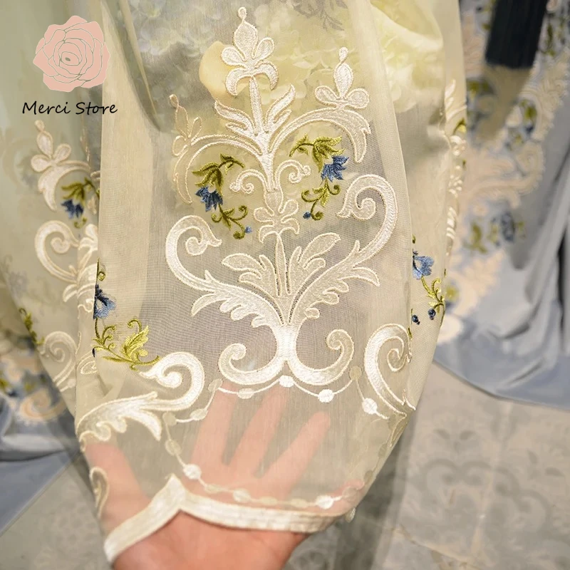 

Light Luxury European French Curtains for Living Dining Room American High-end Embroidery Window Drapes for Bedroom Custom Tulle