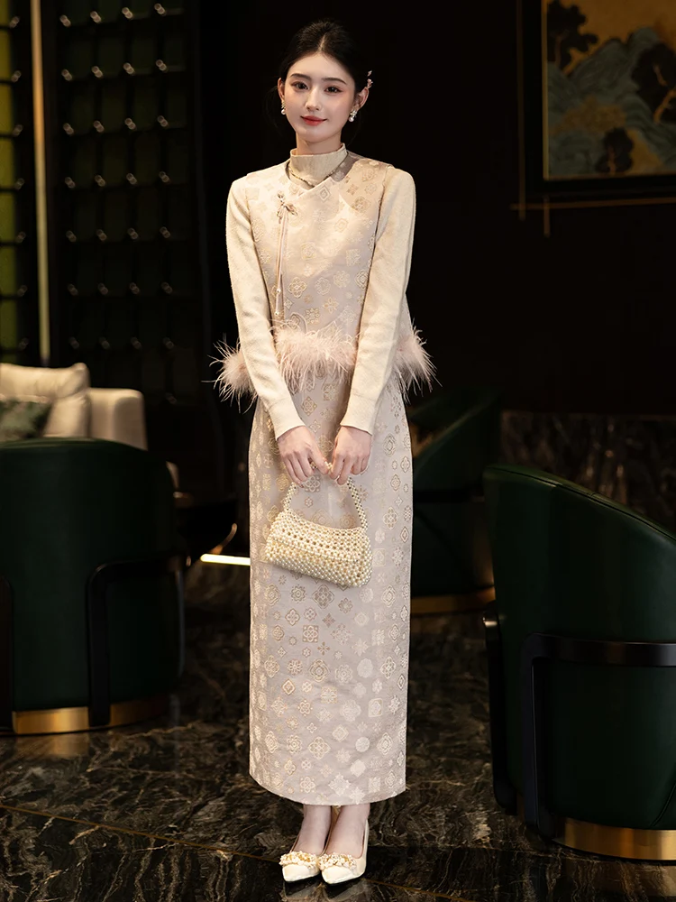 

New Chinese Sle Pink Set Wedding Celebration National Costume Ball Gown Top Year of the Rabbit eeting Clothes