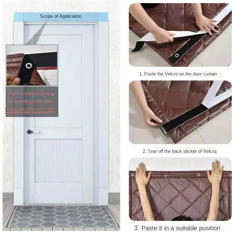 Punch-free Thicken Heat Preservation Sound Insulation PU Leather Cotton Door Curtain Windproof Waterproof Winter Door Curtain