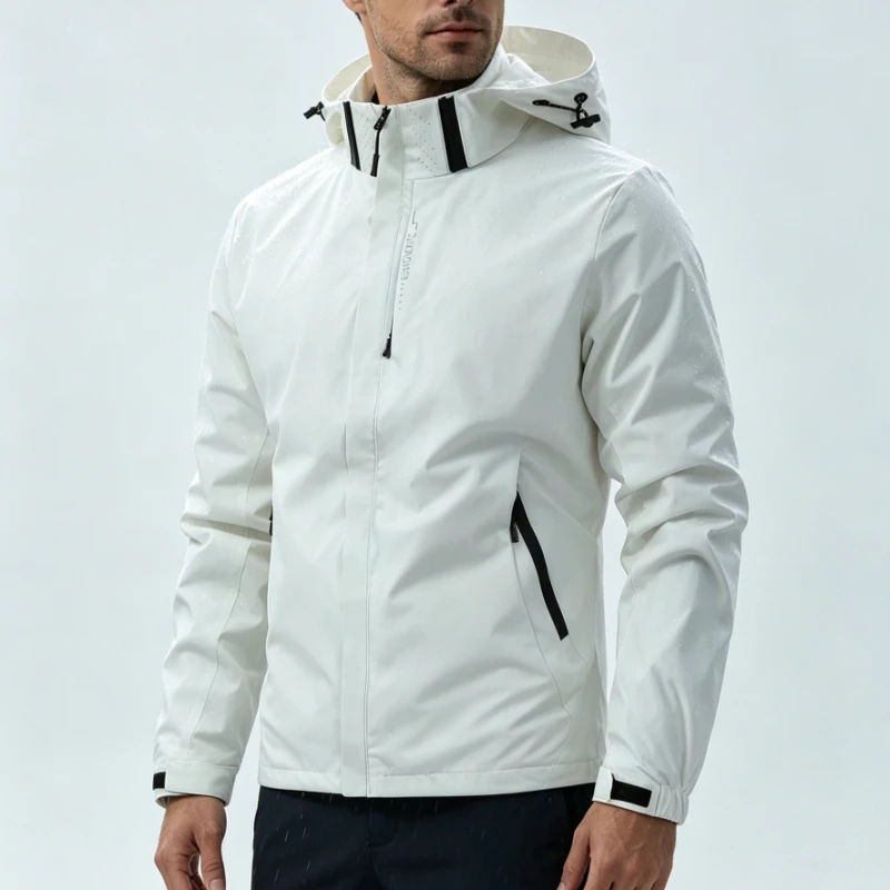Veste de trekking imperméable pour homme, veste légère pour l'extérieur, imperméable à capuche, veste coupe-vent pour la randonnée, la montagne et le camping