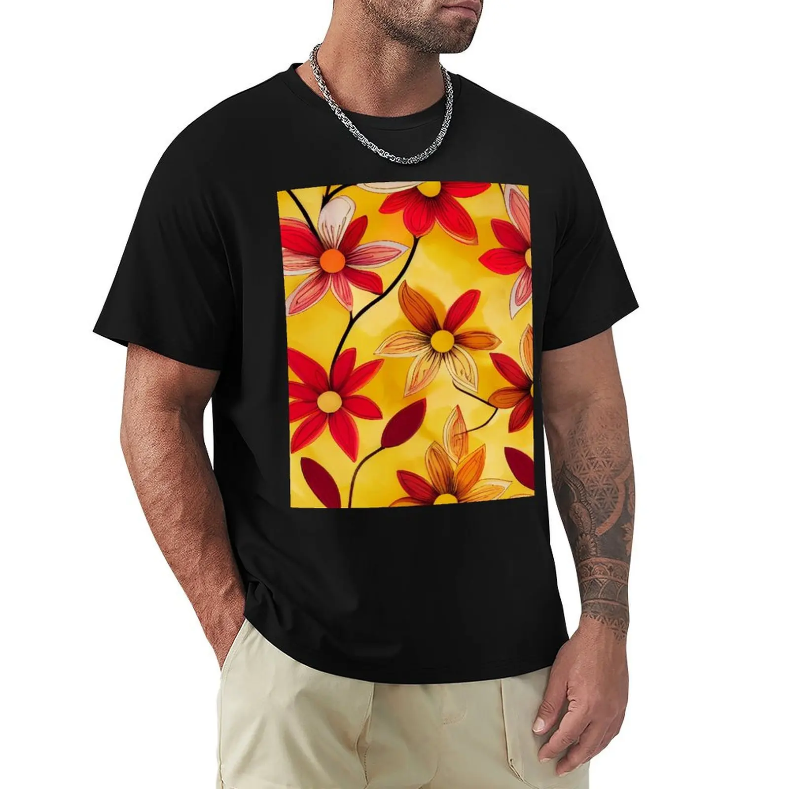 

Bright, cheerful flower power flowers T-Shirt blanks summer 2025 mens shirts graphic tee