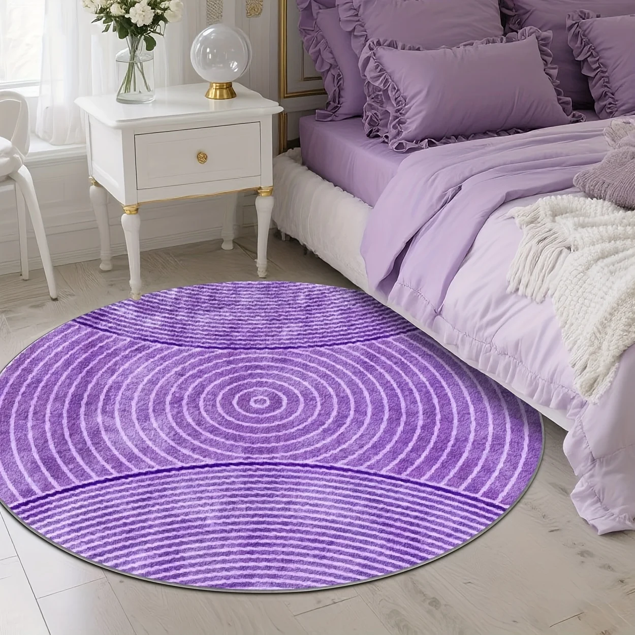 Mixed‑Design Round Rug, Variety Kids Alphabet Floral Christmas Geometric Motif Decorative Floor Mat for Multi‑Scene Ornament