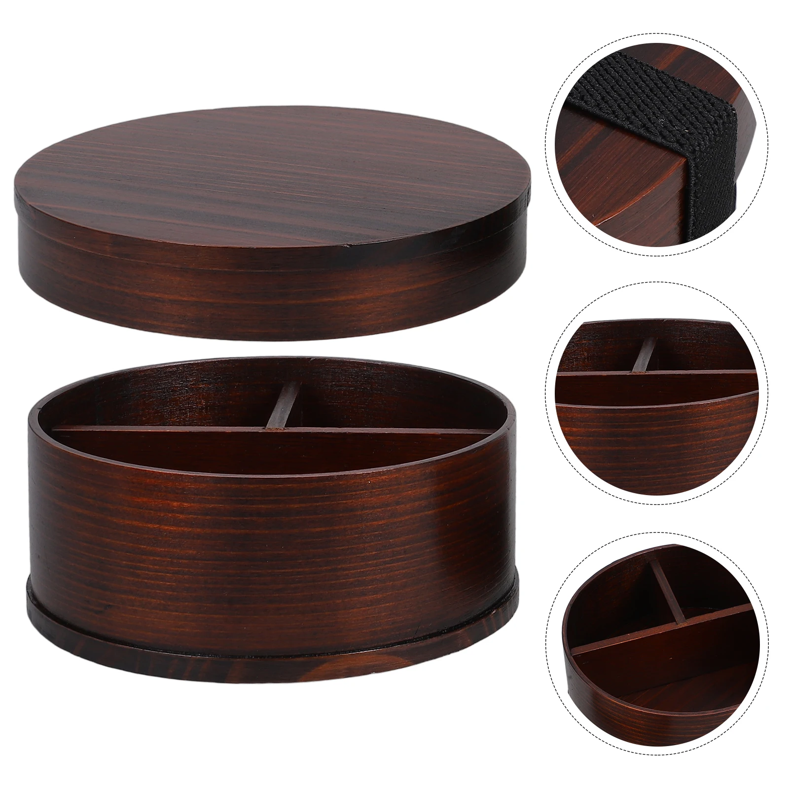 

Vintage Bento Case Wooden Food Container Large Capacity Easy to Clean Reusable for Office Hiking Picnics Wood Bento Storage Box