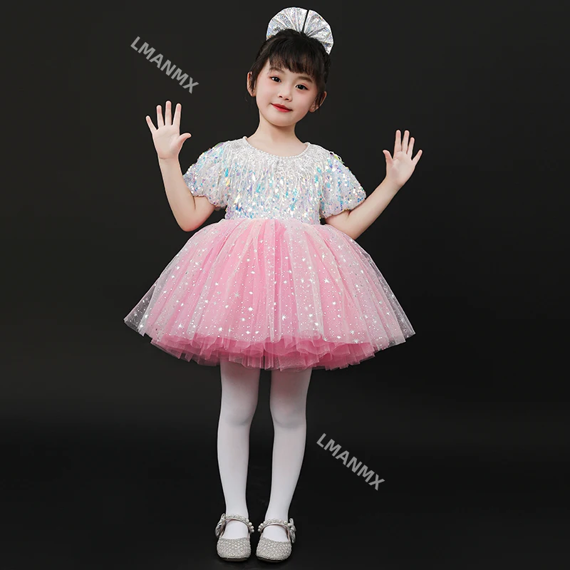 New Year's Day Children's Day Pong Skirt Performance Dress Kindergarten Walk Show Girl Host Performance Dress