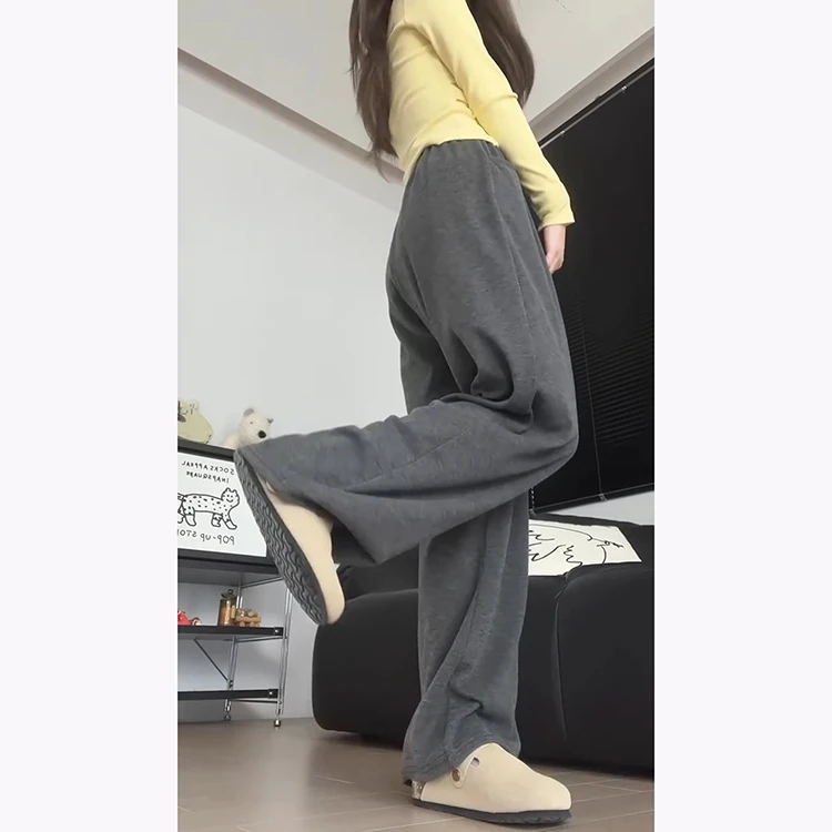 Ey paresseux tricoté doux pantalons décontractés femmes printemps été 2025 nouveau drapé mince taille haute droite riz nouilles pantalon
