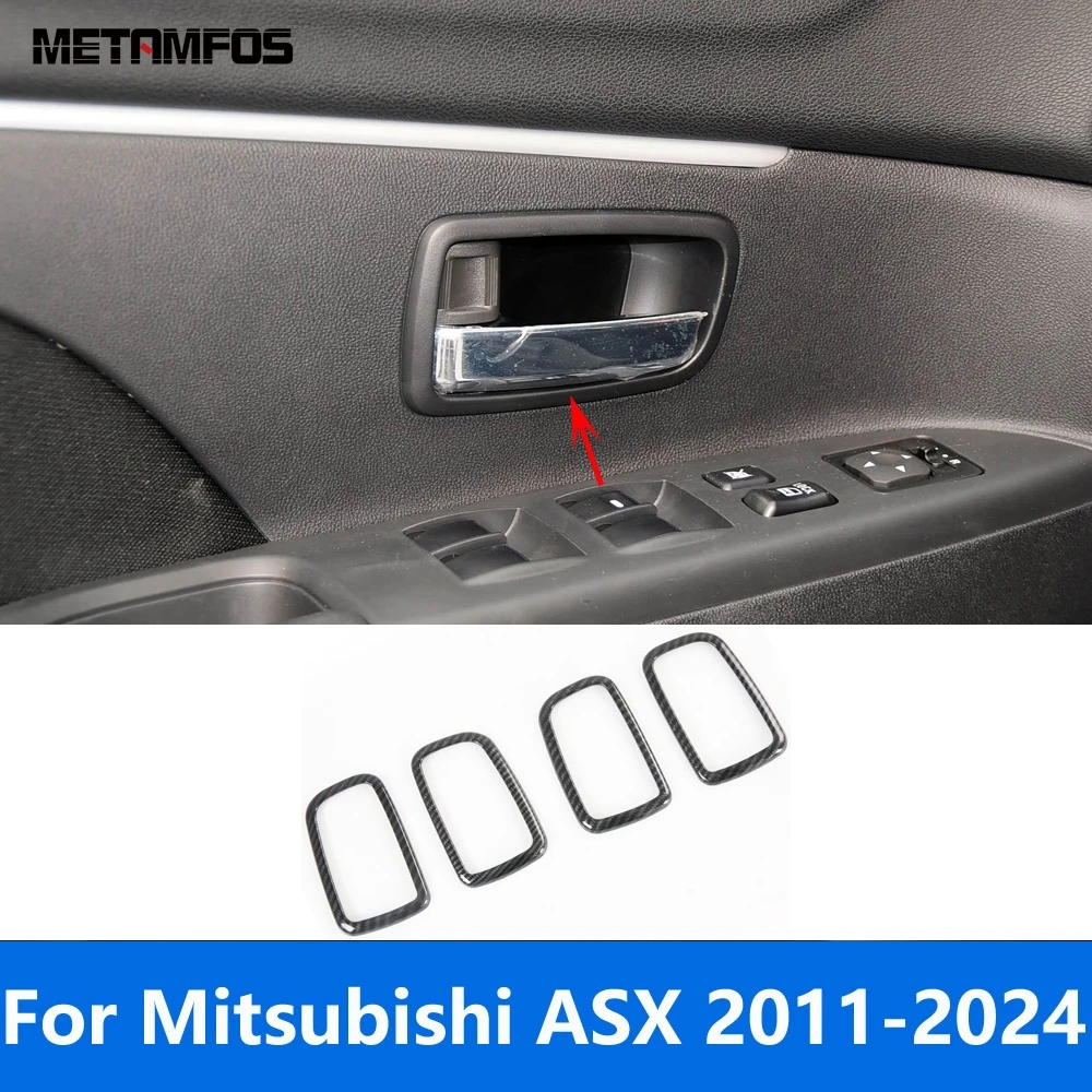 For Mitsubishi ASX/RVR/Outlander Sport 2011-2023 2024 Carbon Fiber Interior Door Handle Bowl Cover Trim Accessories Car Styling