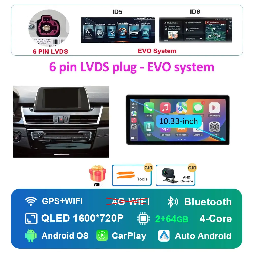 Autoradio Android 16 Multimedia Speler 4G voor BMW 2 Serie F45 F46 2014 - 2018 NBT EVO Systeem Ultradunne ScreenGPS Navigatie