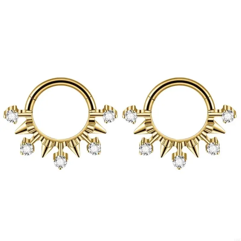 Pack of 2 Unique Geometric Nose Rings Body Piercing Jewelry Seamless Design Metal Texture Polished Finish