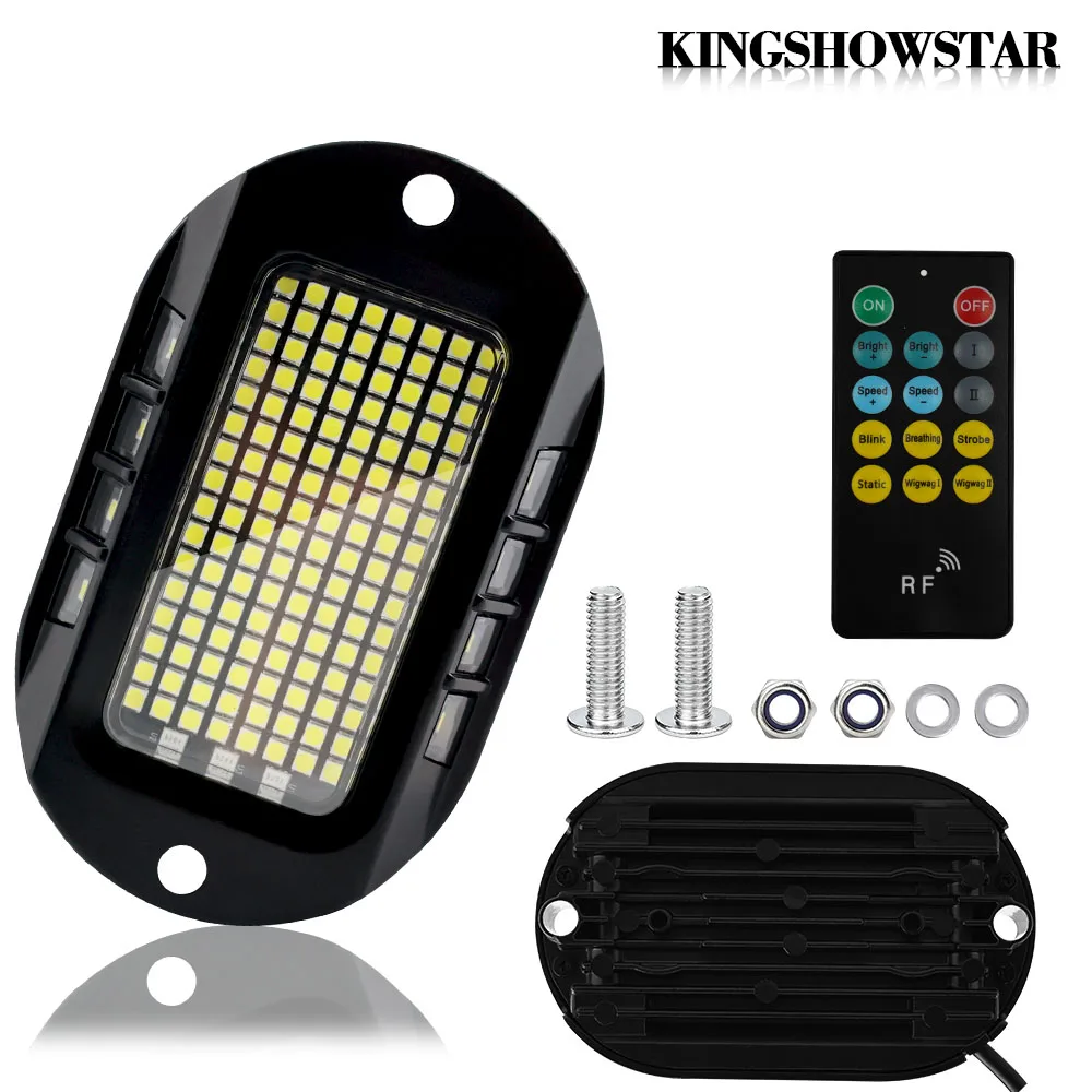 Kingshowstar Hot Sale 144 LED Chips Rock Light Ultra Bright UTV Rock Light Aluminium Alloy Housing Pure White Rock Lights