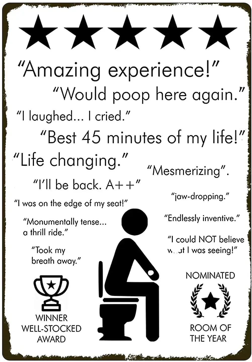 Divertidos paredes de baño decoradas, letreros de estaño, experiencia increíble qui de nuevo, temporizador de inodoro para hombres, regalo de mordaza