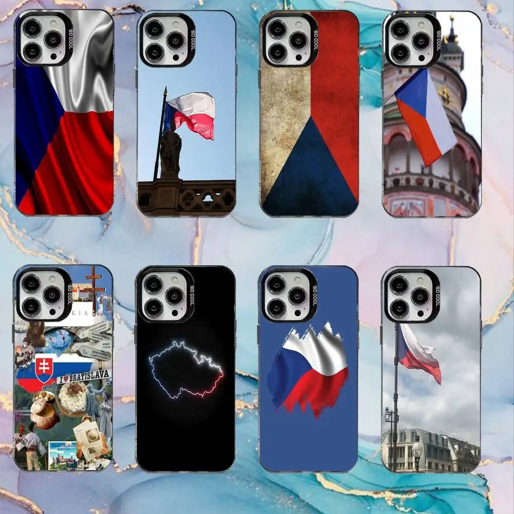 

Czech Republic Flag Phone Case For iPhone17,16,15,14,13,12,11 Plus,Pro Max Black Candy Matte Shockproof Cover