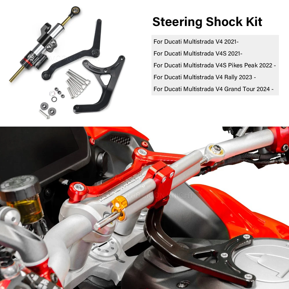 

Steering Damper Kit For Ducati Multistrada V4 2021- V4S Pikes Peak V4 Grand Tour Shock Absorber Bracket Accessories