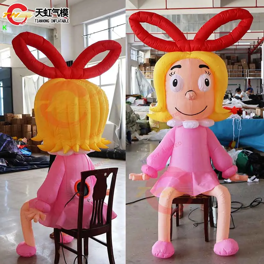 

Быстрая доставка, индивидуальная надувная мультяшная модель, уличное украшение для дома, надувная девушка с подарочным пакетом, рождественское украшение